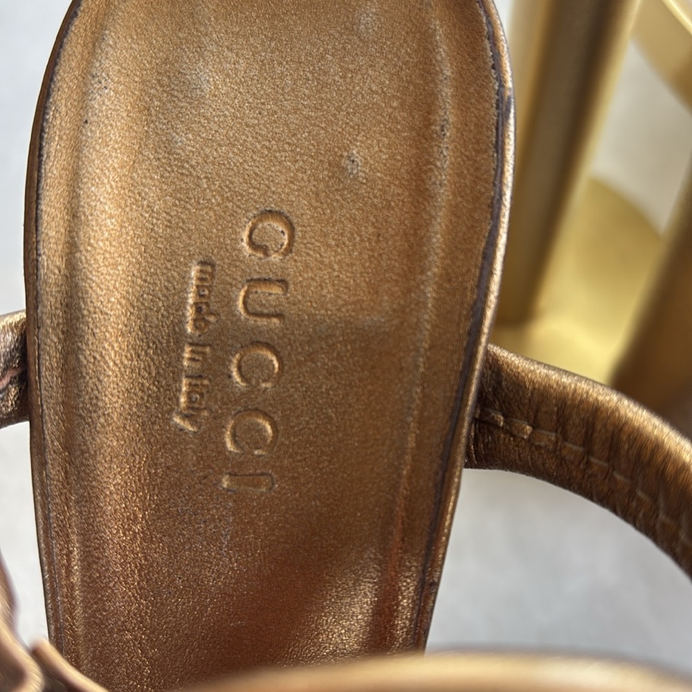 Gucci Women's Metallic Bronze Platform  Heels - Picture 6 of 10